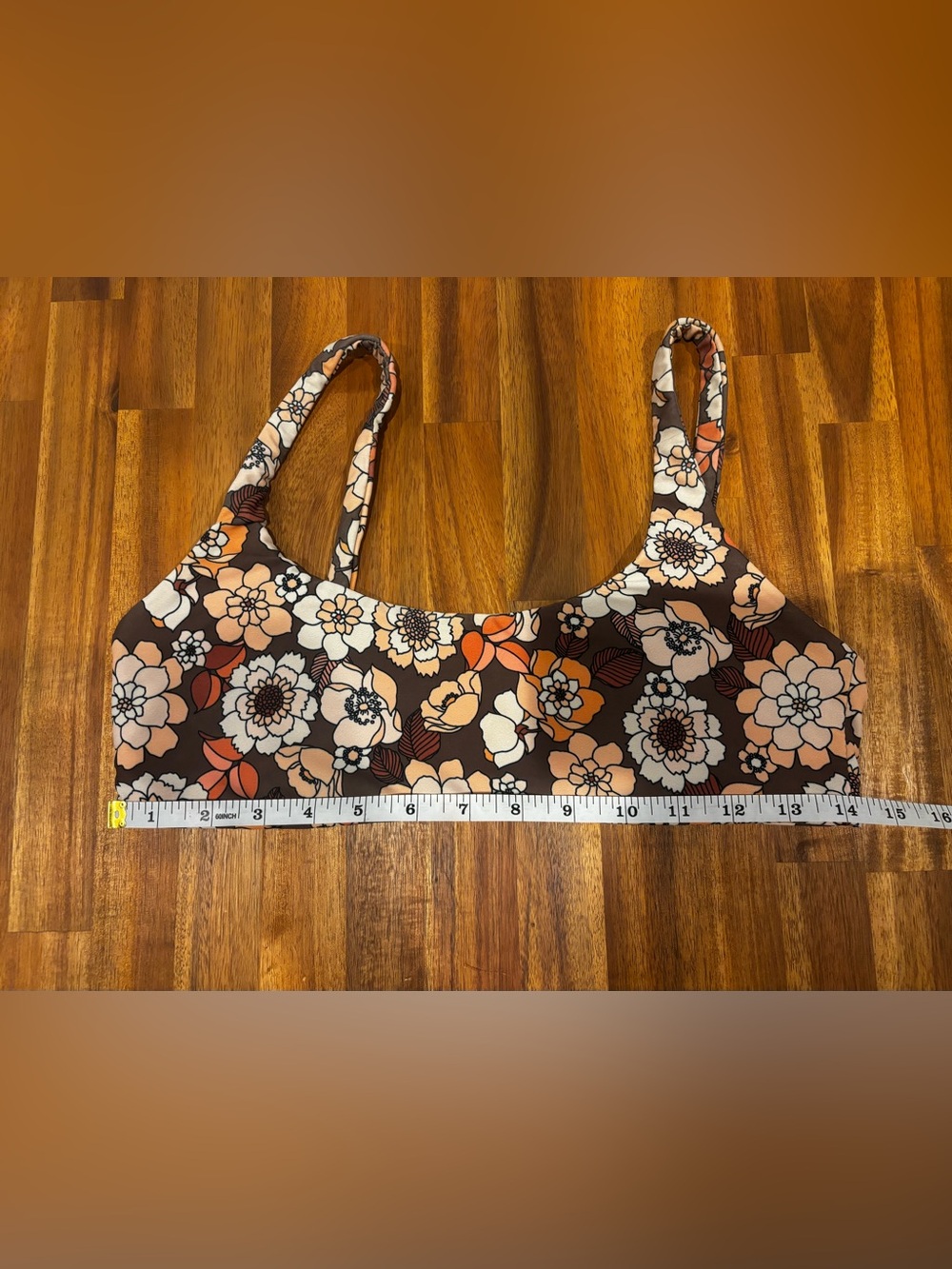 SKATIE Bikini Swimsuit Set Retro Floral Two-Piece Bikini Brown, Cream & Orange M - Picture 11 of 11
